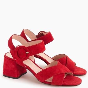 J. Crew Penny Sandals in Red Suede